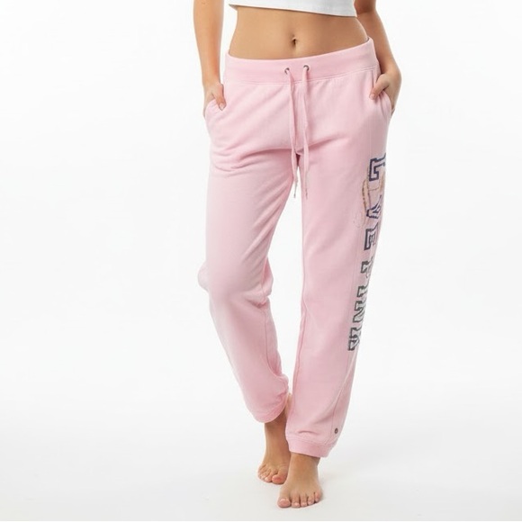 Vintage LOVE PINK VICTORIA'S SECRET CAMPUS JOGGERS PANTS SZ S UNIVERSITY PREPPY
